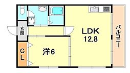 クィーンズハイツ名倉 1LDKの間取図画像