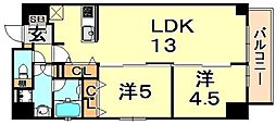 クロスレジデンス神戸元町 2LDKの間取図画像