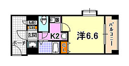 エステムコート新神戸エリタージュ 1Kの間取図画像