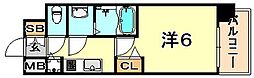 ララプレイス神戸西元町 1Kの間取図画像