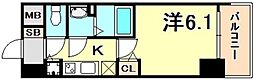 プレサンスジェネ新神戸ステーションフロント 1Kの間取図画像