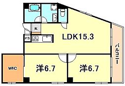 レシア六甲 2LDKの間取図画像