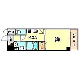 ネスト割塚 1Kの間取図画像