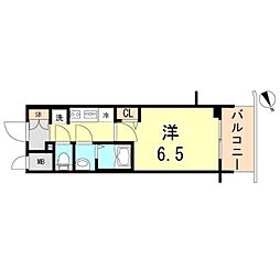プレサンスTHE神戸 1Kの間取図画像
