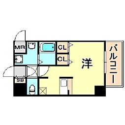 プレサンス神戸裁判所前デリシア 1Kの間取図画像