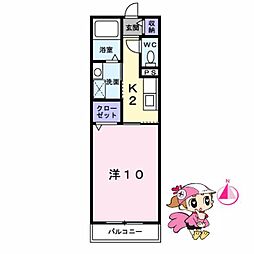 JR高徳線 佐古駅 徒歩17分の賃貸マンション 1階1Kの間取り