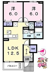 JR徳島線 鮎喰駅 徒歩13分の賃貸アパート 1階2LDKの間取り
