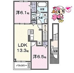 ハーベストヤヨイA 2LDKの間取図画像