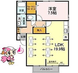 コーポのぞみB 1LDKの間取図画像