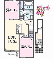 ヒラソール 2LDKの間取図画像