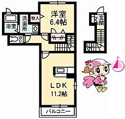 シャーメゾンヴィラC 1LDKの間取図画像