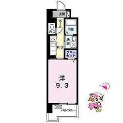 グランクリュ佐古WEST 1Kの間取図画像