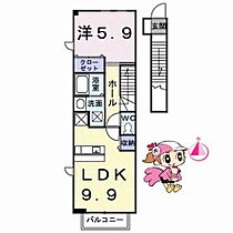 徳島県板野郡板野町川端字新手崎（賃貸アパート1LDK・2階・41.98㎡） その2