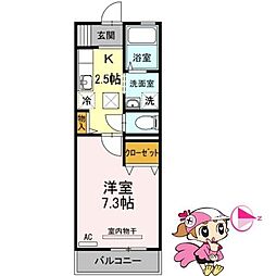 グレイスSASAKI 1Kの間取図画像