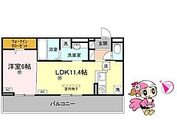サンセール問屋町II 1LDKの間取図画像
