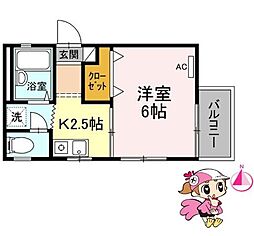 JR牟岐線 二軒屋駅 徒歩20分の賃貸アパート 1階1Kの間取り