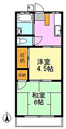 八石荘 2階2Kの間取り