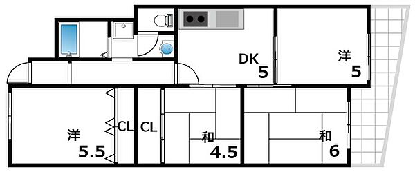 フォルム高羽 ｜兵庫県神戸市灘区高羽町2丁目(賃貸マンション4DK・1階・61.61㎡)の写真 その2