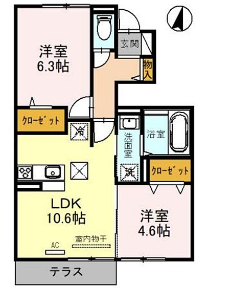 グランデ アルベロ ｜兵庫県神戸市東灘区西岡本4丁目(賃貸アパート2LDK・1階・51.07㎡)の写真 その2