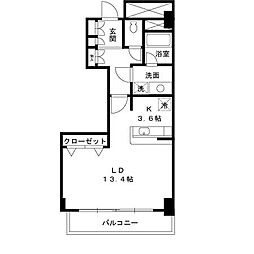 パシフィックロイヤルコートみなとみらいオーシャンタワー 16階ワンルームの間取り