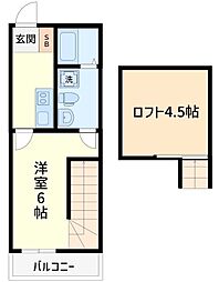ルストーレ能見台 2Kの間取図画像