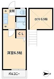 メゾン・ド・マキ 1Kの間取図画像