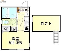 プロスぺリテ 2階ワンルームの間取り