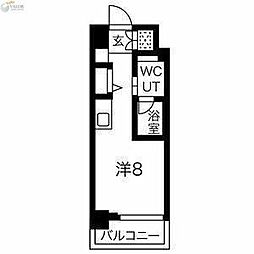 クラリッサ横浜中央 4階ワンルームの間取り