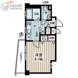 ルビナス・ウエストパレス 2階1Kの間取り