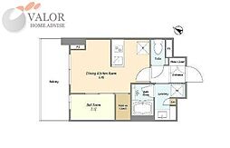 ドゥーエ横濱鶴見 6階1DKの間取り