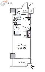 グリフィン横浜・東白楽弐番館 6階1Kの間取り