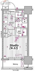 ガーラ・プレシャス川崎 12階1Kの間取り