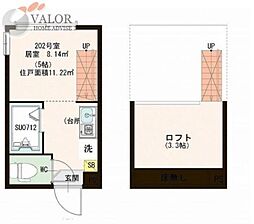 ハーモニーテラスHT矢向 1階ワンルームの間取り