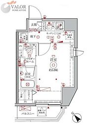 クレイシア横浜NORTH 10階1Kの間取り