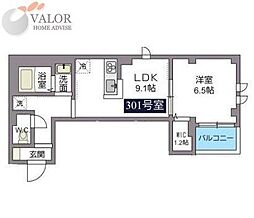 ブランシール川崎 3階1LDKの間取り