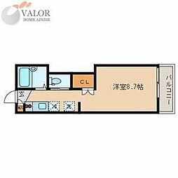 フレンドリーWEST 1階ワンルームの間取り