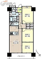 サンリバーオオモリ 603 6階3LDKの間取り