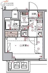 ハーモニーレジデンス大森WEST 11階1Kの間取り