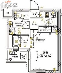 ディアレイシャス武蔵新城 1階1Kの間取り