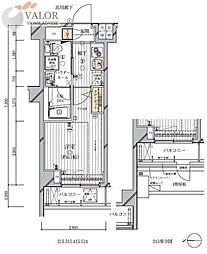 メインステージ多摩川III 4階1Kの間取り