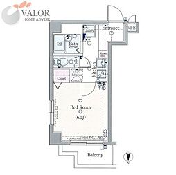 ヴォーガコルテ多摩川 6階1Kの間取り