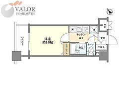 コンシェリア大森山王 5階1Kの間取り
