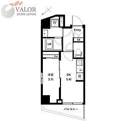 アーバンパーク東六郷II 4階1DKの間取り