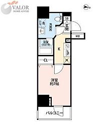 プレール・ドゥーク大森町 8階1Kの間取り