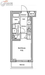 ラフィスタ宮崎台 4階1Kの間取り
