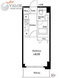 コートブランシェ 1Kの間取図画像