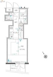 ZOOM川崎EAST 1Kの間取図画像