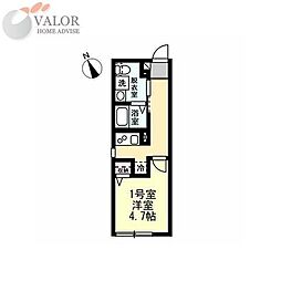 クララ 1Kの間取図画像