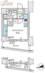 シーズンフラッツ大森北三丁目 ワンルームの間取図画像