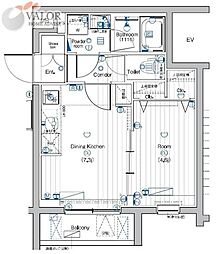 PREMIUMCUBE大岡山DEUX 1DKの間取図画像